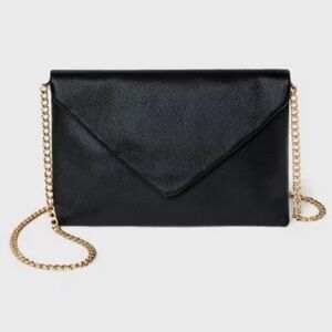 A New Day Black Envelope Clutch with Gold Chain